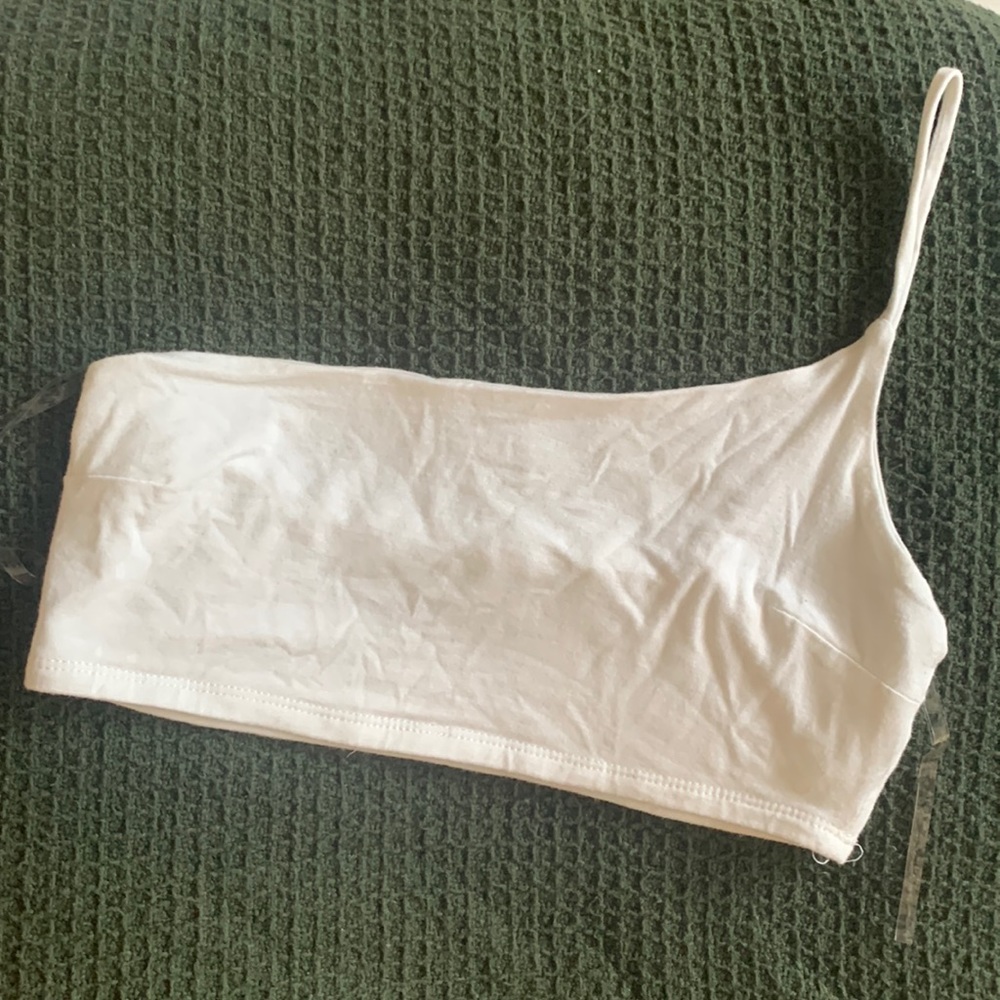 White one shoulder Crop top